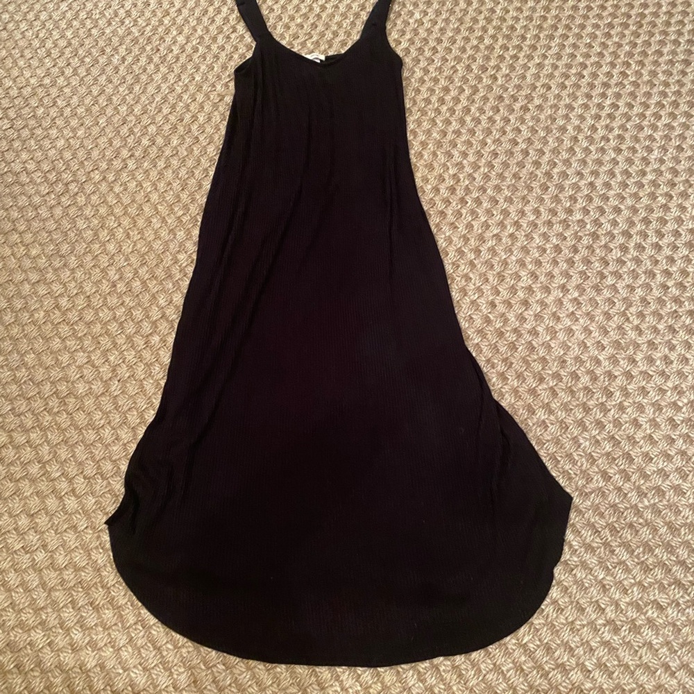 Eberjey black thin ribbed double side slit dress or coverup